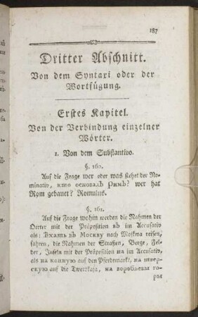 Dritter Abschnitt. Von dem Syntaxi oder der Wortfügung.