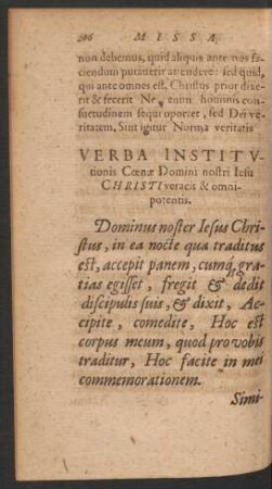 Verba Institutionis Coenae Domini nostri Iesu Christi veracis & omnipotentis.