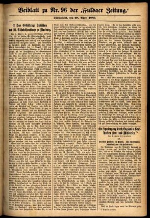 Ausgabe vom Samstag, den 28. April 1883.