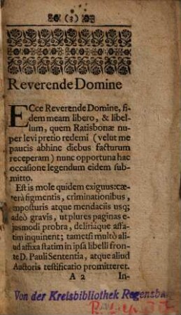 Epistola familiaris parochi cuiusdam dioecesis Ratisbonenis, in qua insignis fabula pluribus ex mendaciis adornata et ven. Soc. Jesu maligne afficta plene detegitur, adiunctis litteris ad demonstrandam orbi universo infamiam libelli cui titulus: Diatribe adversus Apologeticum Modesti Taubengall ... auctore Jo. Barth. Werdinger ...