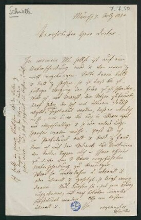 Brief vom 7. Juli 1850
