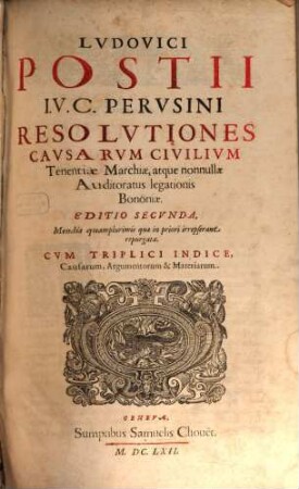Resolutiones Causarum Civilium Tenentiae Marchiae Bononiae