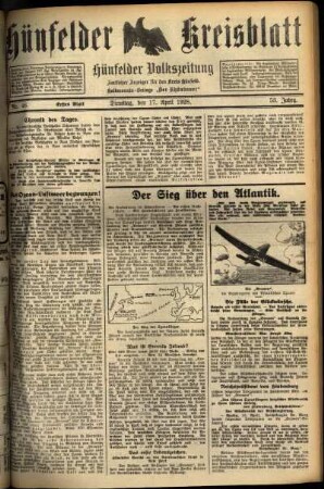 Erste Ausgabe vom Dienstag, den 17. April 1928.