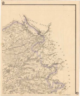 Topographische Karte des Stadt- und Landkreises Düsseldorf.