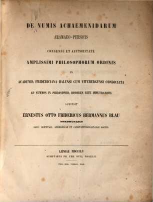 De numis Achaemenidarum Aramaeo-Persicis