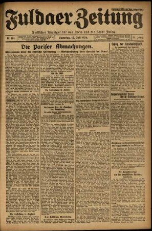 Erste Ausgabe vom Samstag, den 12. Juli 1924.