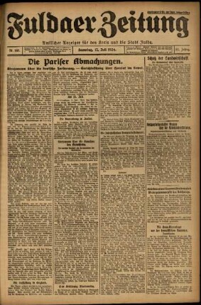 Erste Ausgabe vom Samstag, den 12. Juli 1924.