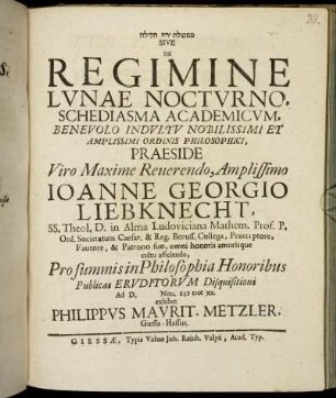 ... Sive De Regimine Lvnae Noctvrno