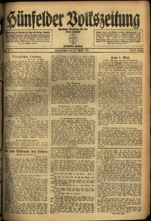 Ausgabe vom Donnerstag, den 21. April 1921.