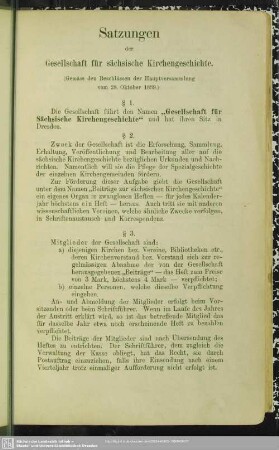 Satzungen der Gesellschaft für sächsische Kirchengeschichte : (Gemäss den Beschlüssen der Hauptversammlung vom 28. Oktober 1889.)