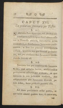 Caput XVI. De probatione summaria per Testes