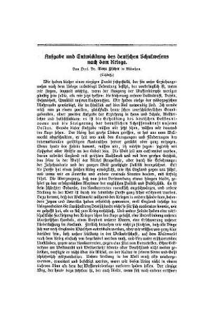 Aufgabe und Entwicklung des deutschen Schulwesens nach dem Kriege : (Schluß)