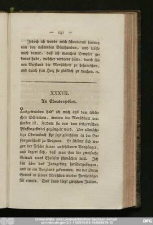 XXXVII. An Ebendenselben.