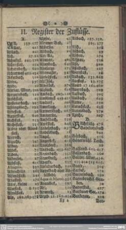 II. Register der Zuflüsse