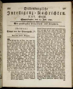 XXV. Stück. Sonnabends: den 23. Jun. 1792.