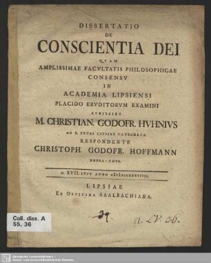 Dissertatio de conscientia Dei