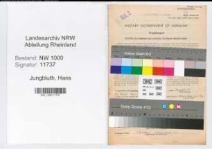 Entnazifizierung Hans Jungbluth, geb. 14.10.1891 (Ingenieur)