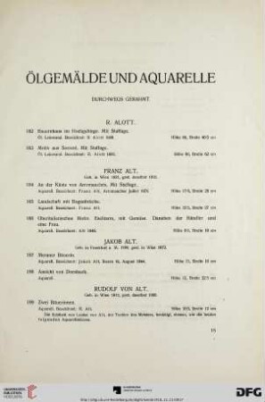 Ölgemälde und Aquarelle (Nr. 182-351a)