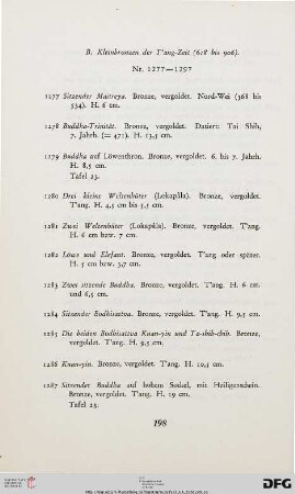 Kleinbronzen der T’ang-Zeit (Nr. 1277-1297)