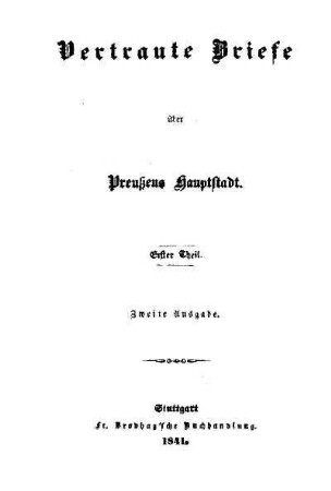 Vertraute Briefe über Preussens Hauptstadt