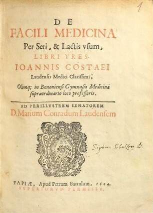 De Facili Medicina Per Seri, & Lactis vsum Libri Tres