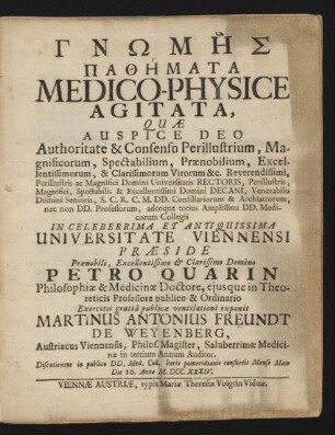 Gnōmēs Pathēmata Medico-Physice Agitata