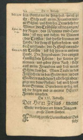Die XXI. Andacht - Die XXX. Andacht.