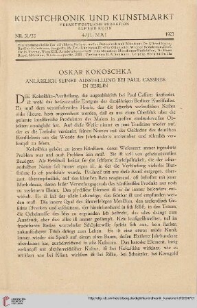 Neue Folge 34 = Jahrgang 58: Oskar Kokoschka