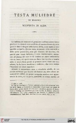 1: Testa muliebre di marmo scoperta in Alba