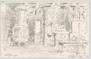 Bauernfeind, Gustav; Italien; Österreich; Schweiz; Studien- und Reiseskizzen - Schloss Wülflingen, Schweiz - Innenraum (Studie)