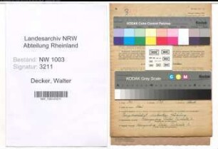 Entnazifizierung Walter Decker , geb. 10.07.1907 (Pfoertner)