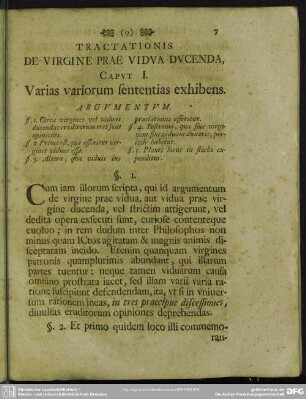 Caput I. Varias variorum sententias exhibens