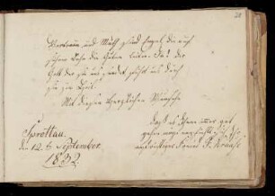 Eintrag (Sprottau, 12.09.1832) von F. Krause
