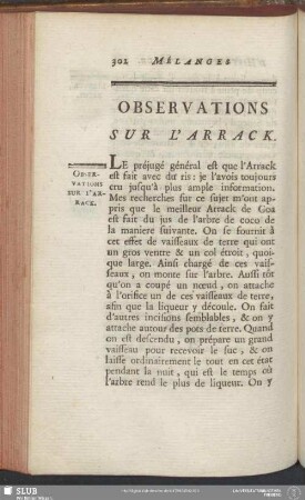 Observations Sur L'Arrack