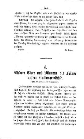 Niedere Tiere und Pflanzen als Feinde unserer Kulturgewächse
