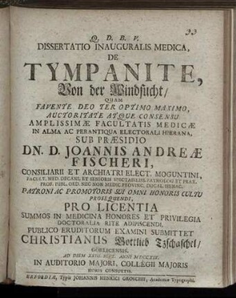 Dissertatio Inauguralis Medica, De Tympanite