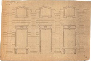 ohne Verfasserangabe; Würzburg (Bayern); Residenz, Bauaufnahme - Risalit im Ehrenhof, Vorderseite Süd (Teilansicht)