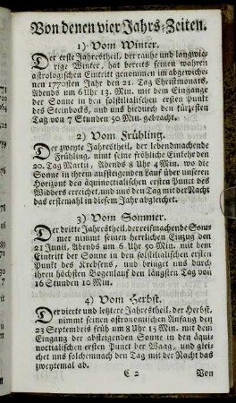 Von denen vier jahrs-Zeiten. - Von den Sonn- und Monds-Finsternissen.
