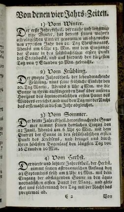Von denen vier jahrs-Zeiten. - Von den Sonn- und Monds-Finsternissen.