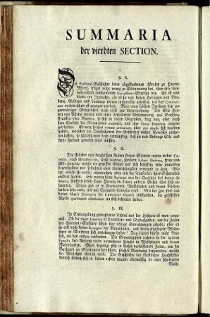 Summaria der vierdten Section.