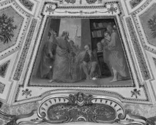 Cappella Inghirami — Gewölbe — Szenen aus dem Leben des heiligen Paulus und dessen Tugenden — Heiliger Paulus diskutiert mit Philosophen auf dem Areopag