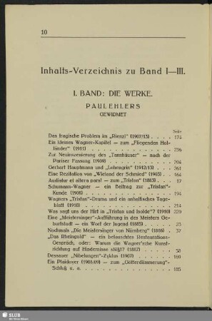 Inhalts-Verzeichnis zu Band I-III