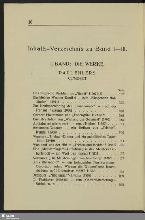 Inhalts-Verzeichnis zu Band I-III
