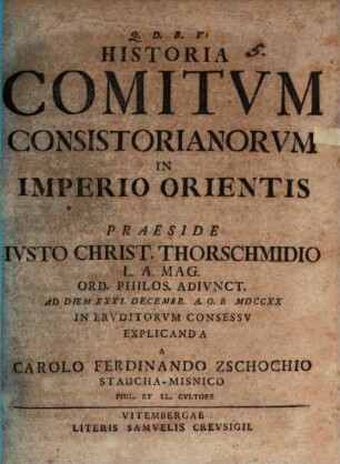 Historia comitum consistorianorum in imperio Orientis