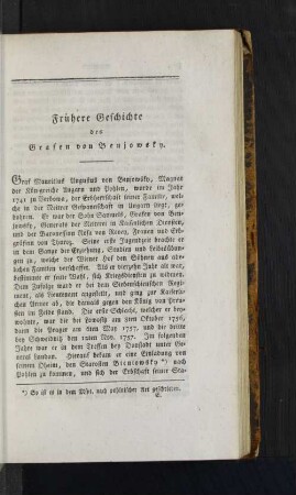 Frühere Geschichte des Grafen von Benjowsky.
