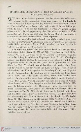 Rheinische Leihgaben in der Kasseler Galerie