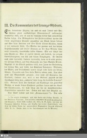 III. Die Kommentare des Lorenzo Ghiberti
