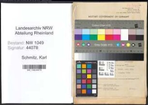 Entnazifizierung Karl Schmitz , geb. 30.03.1892 (Lehrer)