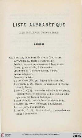 Liste alphabétique des membres titulaires