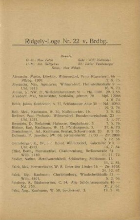 Ridgely-Loge Nr. 22 v. Brdbg.